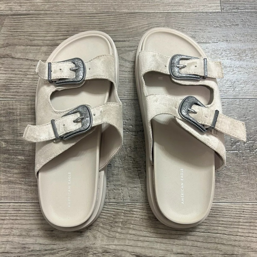 Women’s Sandals, AE Western-Buckle Vegan Suede Sandal - Size 10